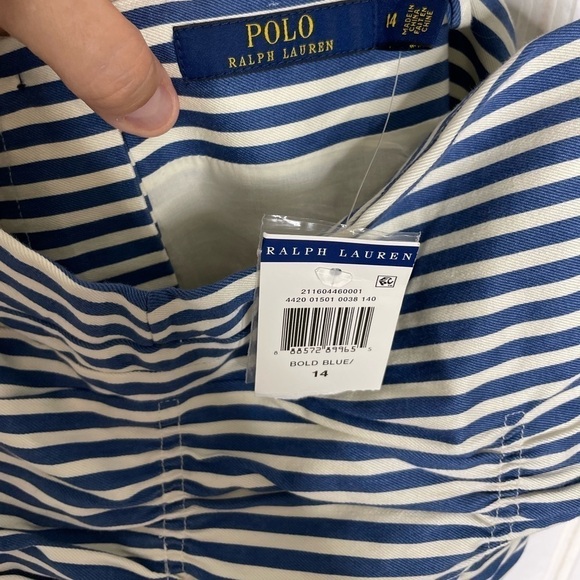 NWT Ralph Lauren Blue & White Stripe Pleated Dress Size 14 653 - Picture 2 of 7